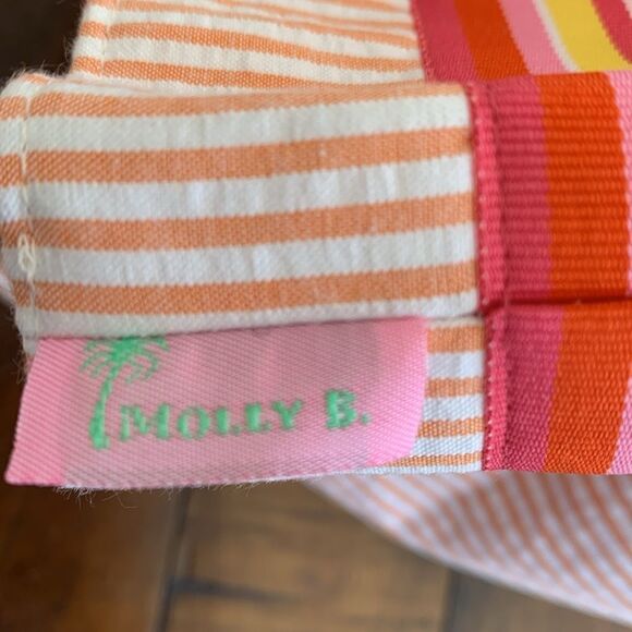 Mollie B Tote & Matching Skirt Set – Pink Orange Seersucker with Ribbon - Picture 11 of 12